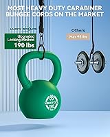 Vista 35 de Cuerdas elásticas, 80 pulgadas, para exteriores, resistencia máxima a la rotura de 190 libras, negras, con mosquetones, para portaequipajes, carga