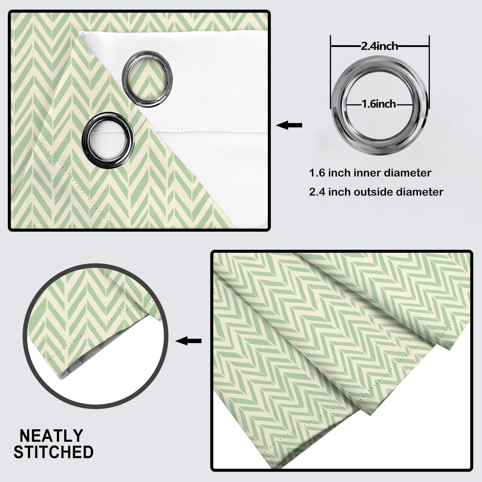Cortinas Opacas con Estampado Rayas Retro Dormitorio, 140×160 CM, con Estampado de Espiga Simple CaíDas con Ojales, Aislamiento TéRmico Crema, ReduccióN De Ruido, Juego De 2