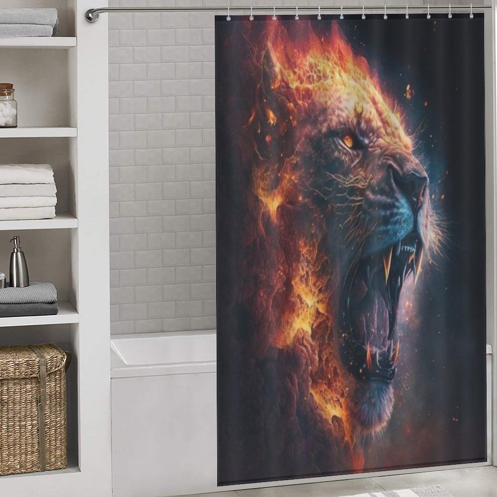 Rideau de douche lion de qualité supérieure en polyester durable