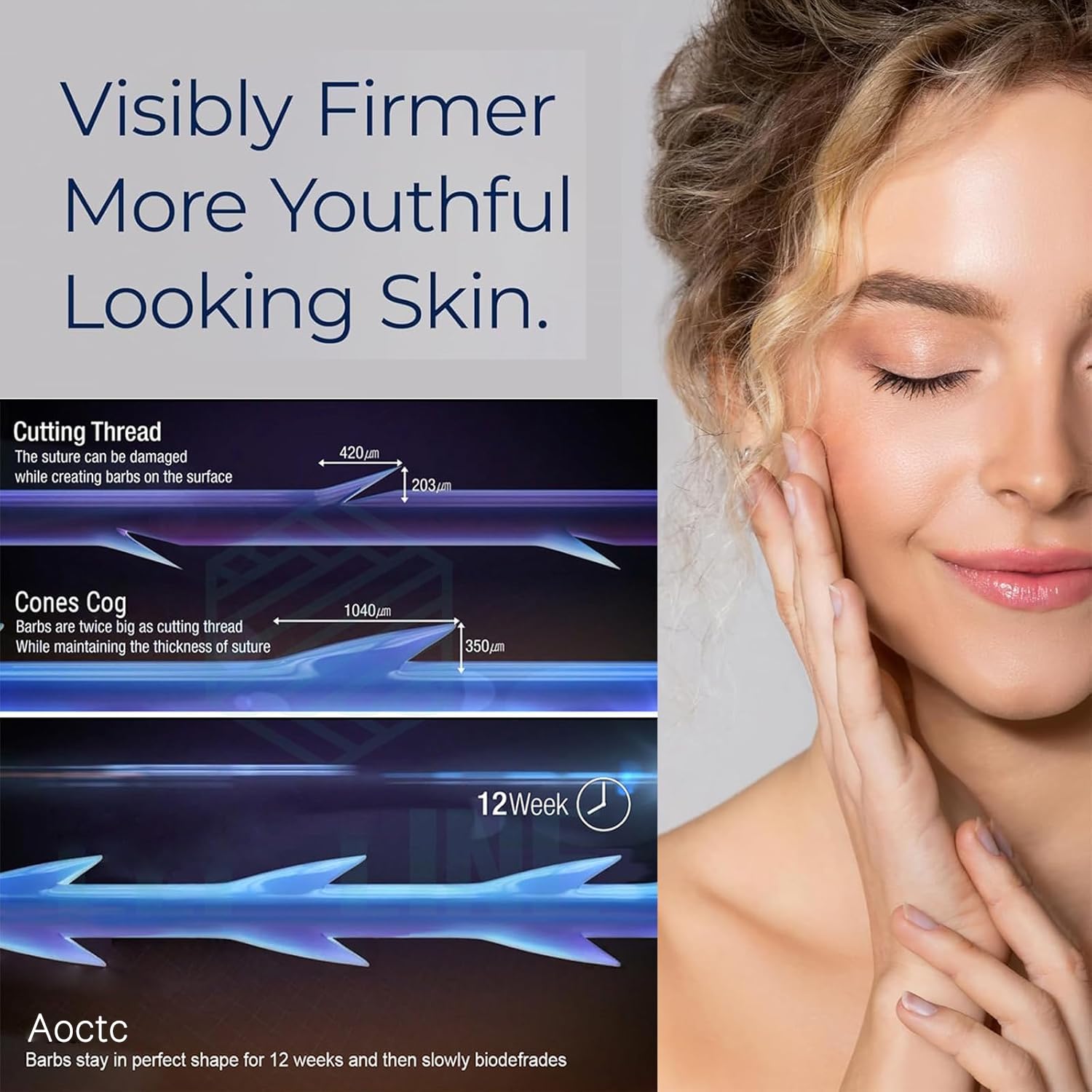 Hilos PDO para Elevación Facial 18G100mm, Hilo de Espina de Pescado, 20 Unidades de Hilos de Engranaje, Producción de Colágeno, Tratamiento Antienvejecimiento, Reducción de Arrugas