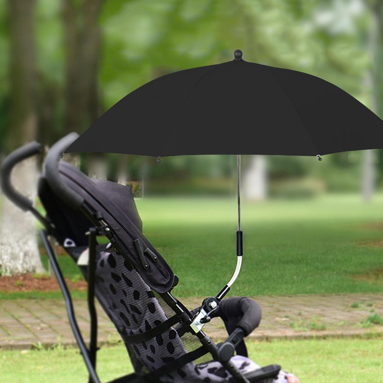 Ombrello per carrozzina, 72 cm, con morsetto regolabile, protezione UV UPF 50+, parasole universale per carrozzina, passeggino, passeggino, impermeabile, pieghevole