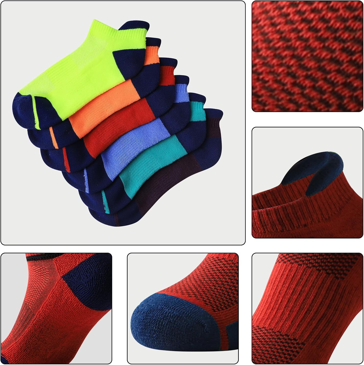 JOYNÉE Mens Ankle Athletic Low Cut Socks for Men Cushioned Running Sports Workout Tab Socks 6 Pairs - Image 5
