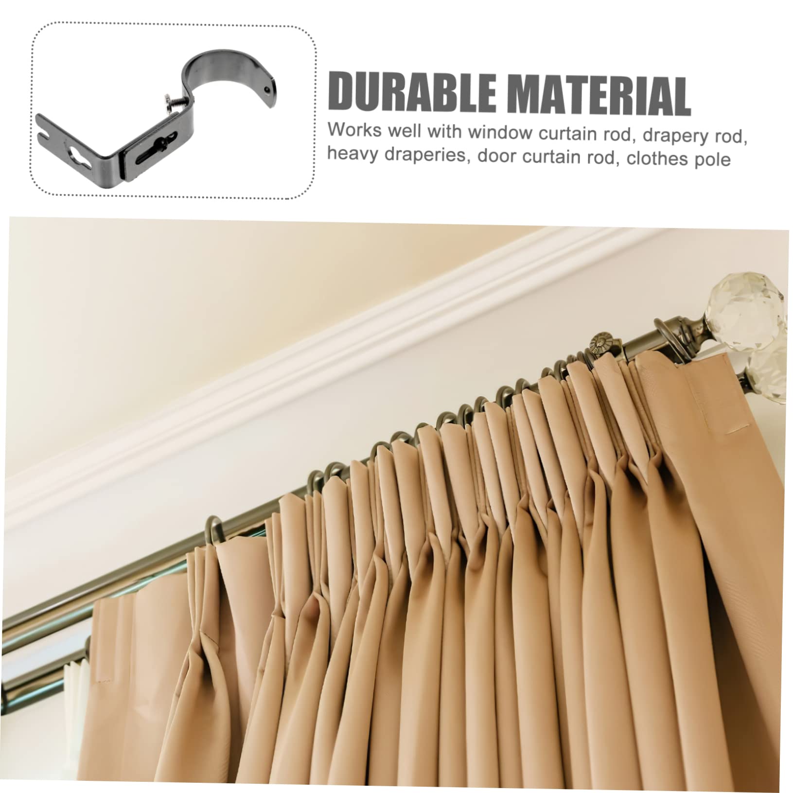 ABOOFAN 8 Pièces Support de Tringle à Rideau Support Rideaux Support Tringle Rideaux Support Tringle a Rideaux Support Tringle à Rideaux Coup Unique Brancher Poteau Lourd Support en Fer