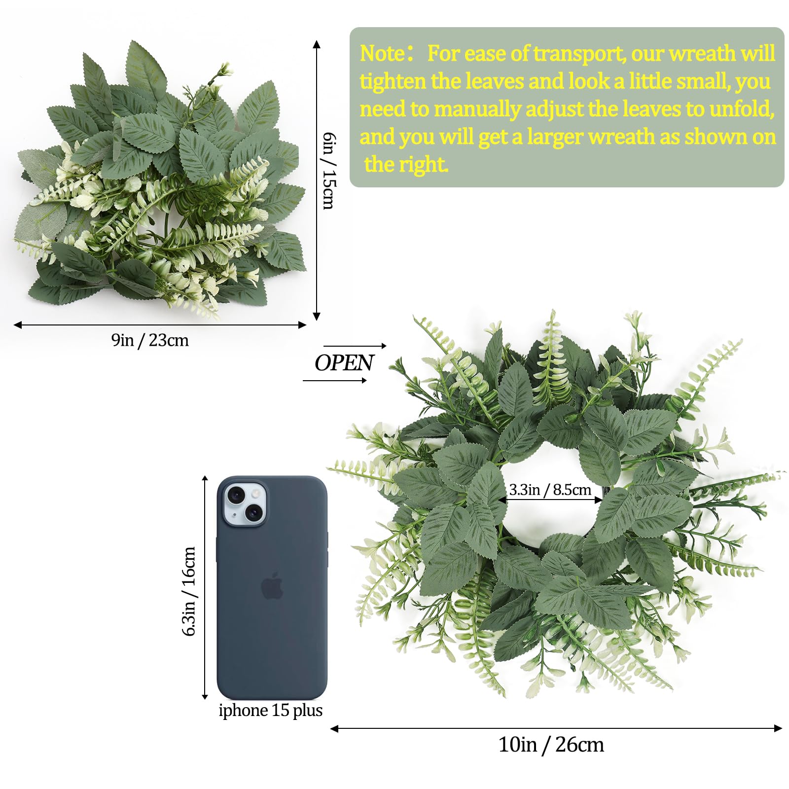 Dremisland 4-Pack Eucalyptus Mini Faux Wreaths - Green - 10in - Kitchen Cabinet, Door, Window, Wedding, Casual Occasion