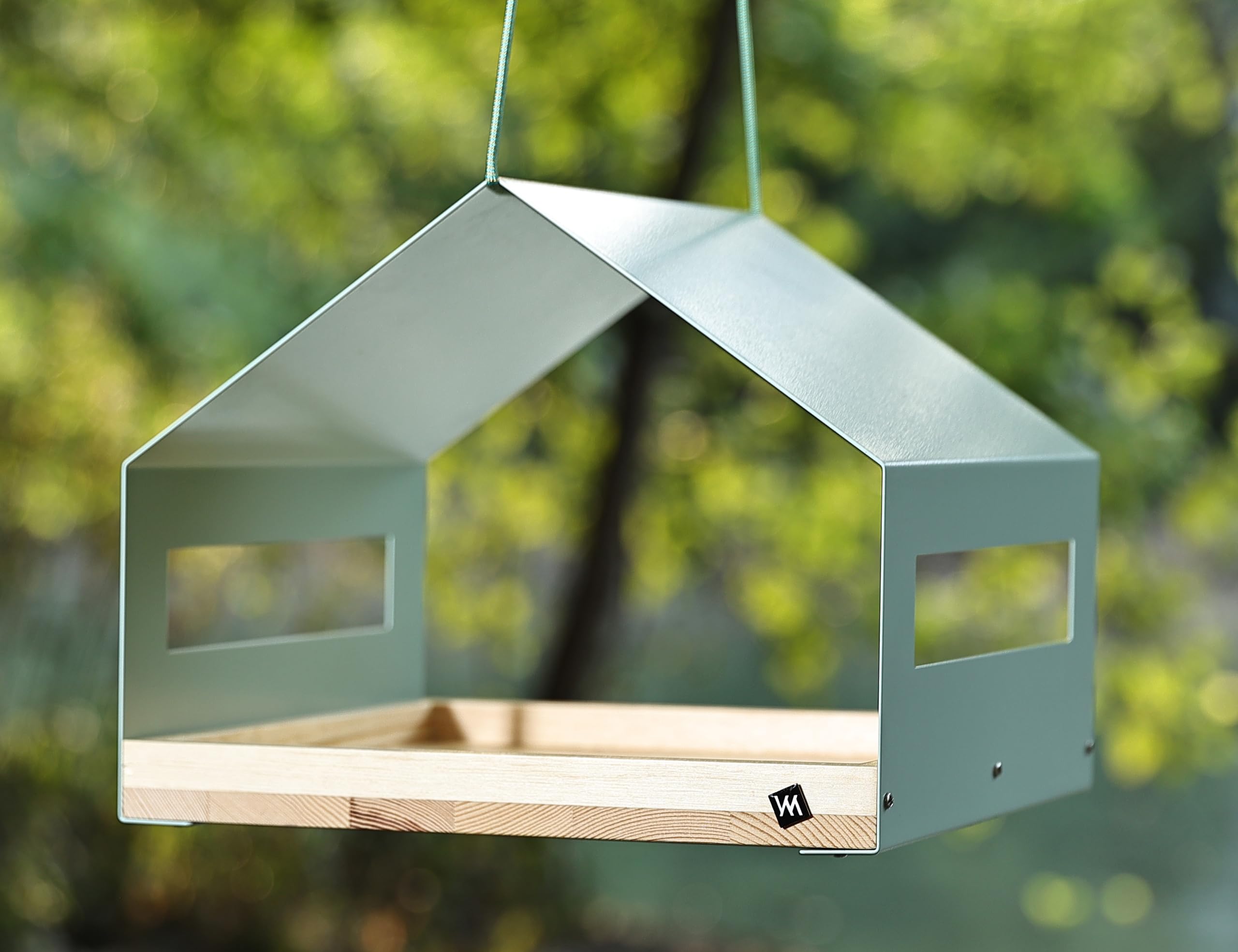 Casa para pájaros grande de metal y madera resistente a la intemperie para colgar, moderno comedero para pájaros XL, techo de metal colgante, comedero para pájaros, comedero para pájaros,
