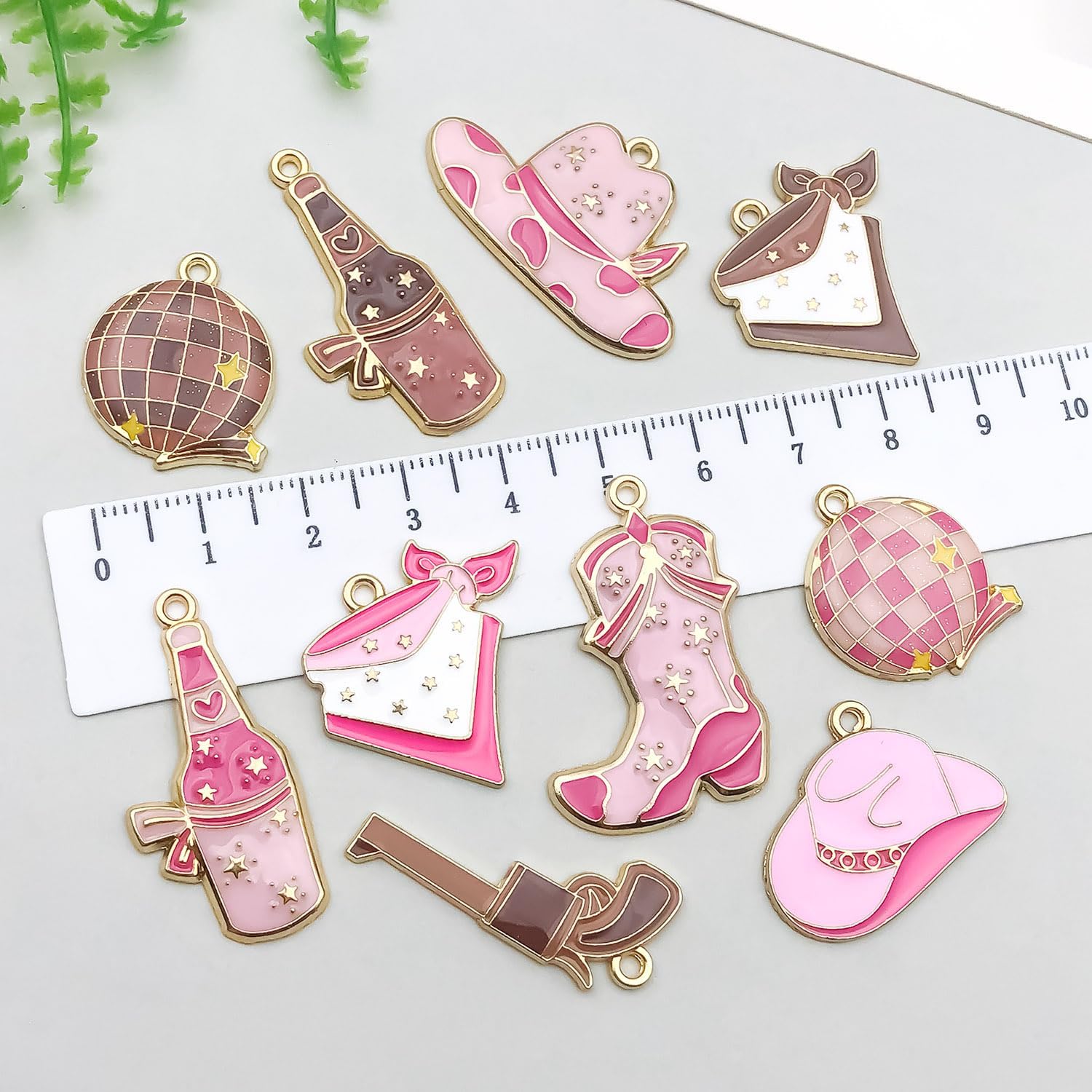 20pcs Pink Brown Western Cowboy Cowgirl Charms for Jewelry Making Alloy Boot Gun Cowboy Boot Hat Horse Cactus Charms Pendants for Necklace Earrings Bracelet Keychain Father's Day Gifts DIY Craft Findings (SN974) - Image 4