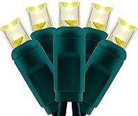 Vista 1 de YULETIME Luces de Navidad de gran angular de una pieza de color blanco cálido, 140 unidades, 48 pies, 2 juegos de 70 LED de 24 pies de alto