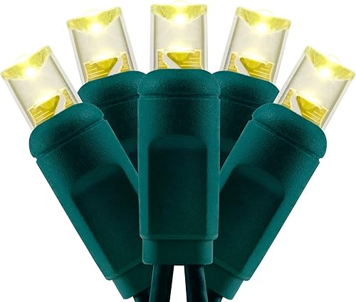 YULETIME Luces de Navidad de gran angular de una pieza de color blanco cálido, 140 unidades, 48 pies, 2 juegos de 70 LED de 24 pies de alto,