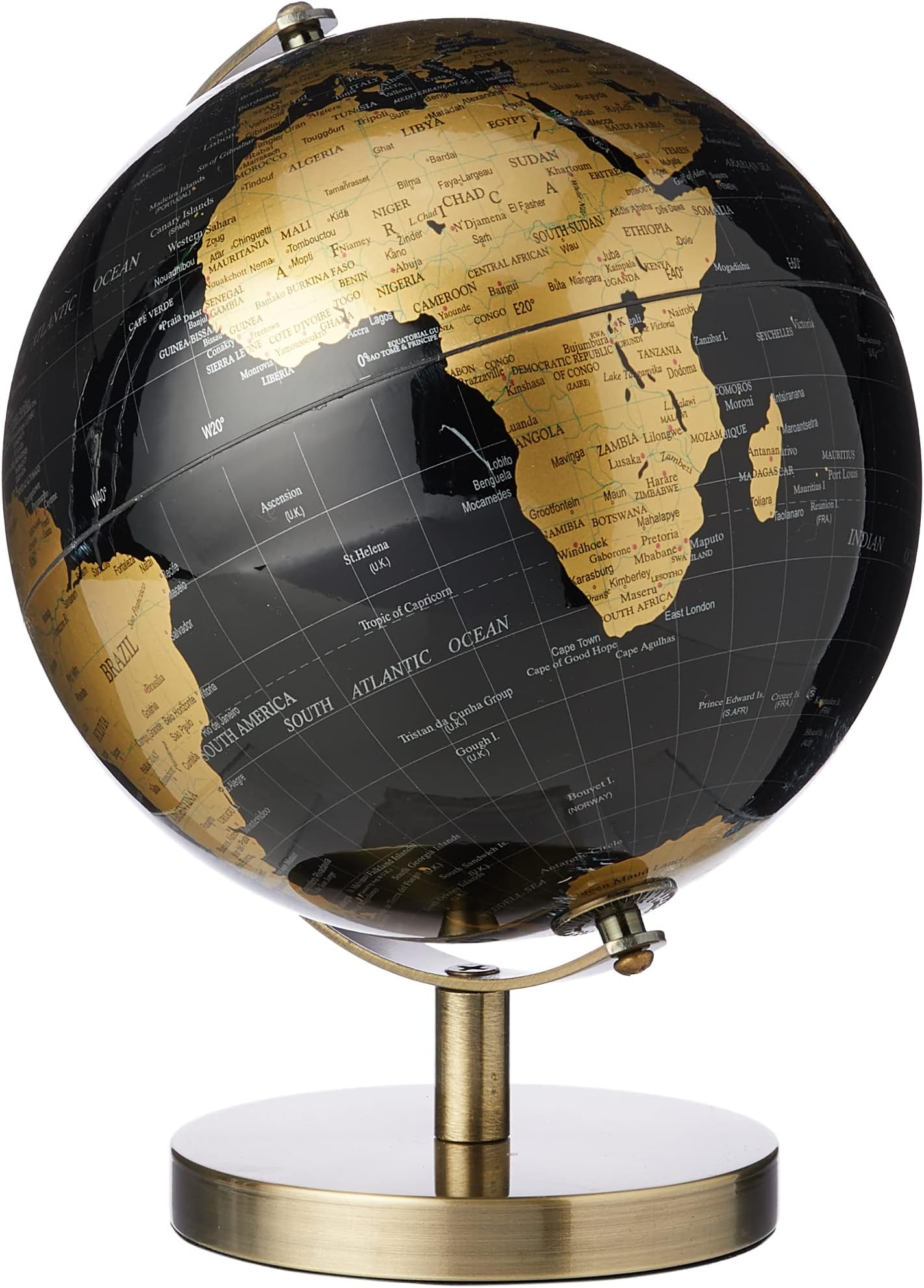 SC Gifts Lesser & Pavey Black and Gold Rotating World Globe 19cm,Gold & Black