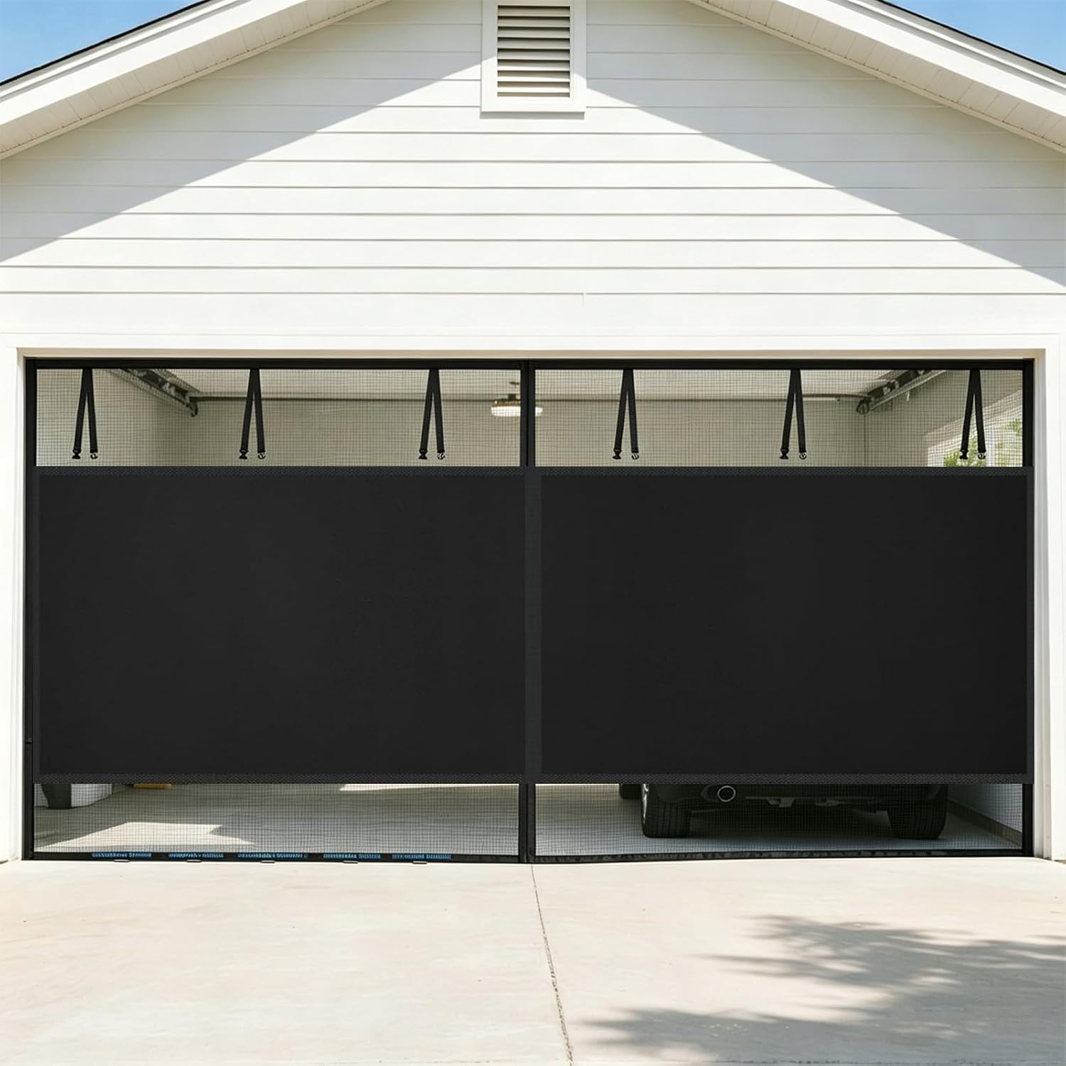 FEGO Privacy Garage Door Screen for 2 Car Garage 16x7FT, Blackout Magnetic Screen Door Self Sealing & Pet and Kid Friendly, Heavy Duty Weighted Bottom, Breeze in, Easy Assembly&Pass for Garage/Patio