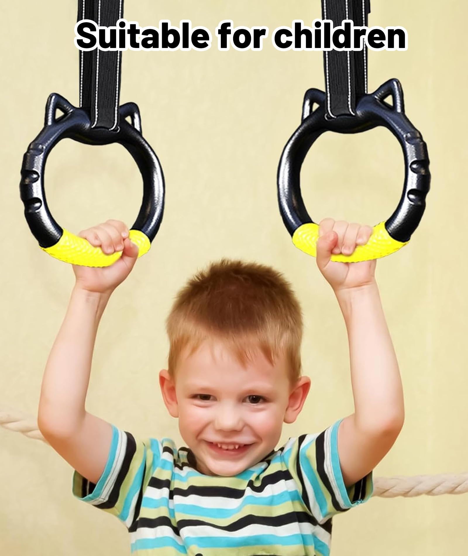 Gymnastic Rings for Kids, Gymnastics Equipment for Home Workouts, Adjustable Hanging Rings for Strength Training and Height Growth, 1 Piece 4