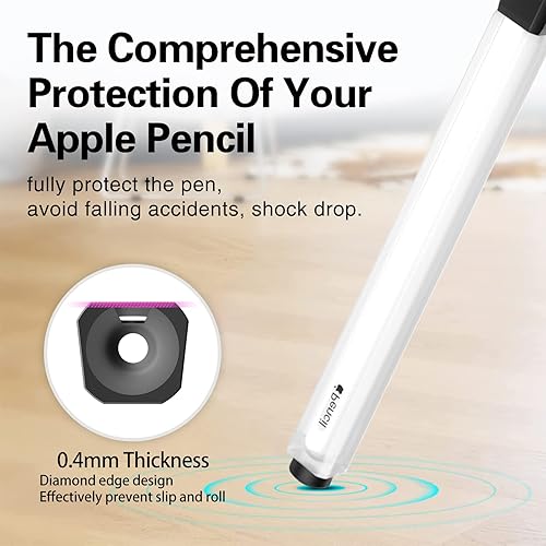 Miniatura 4 de Estuche para lápices compatible con Apple Pencil de 2 generación, silicona translúcida duotone, con 10 cubiertas de punta de silicona, soporta carga