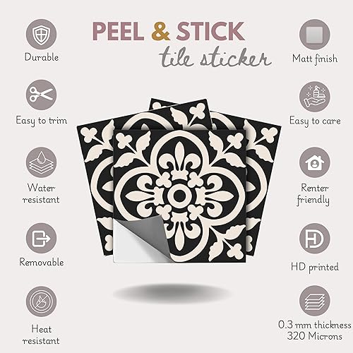 Miniatura 8 de Vinilos autoadhesivos con forma de azulejos con diseño marroquí, para colocar en escaleras, en la cocina, en el baño, para decorar la casa uno