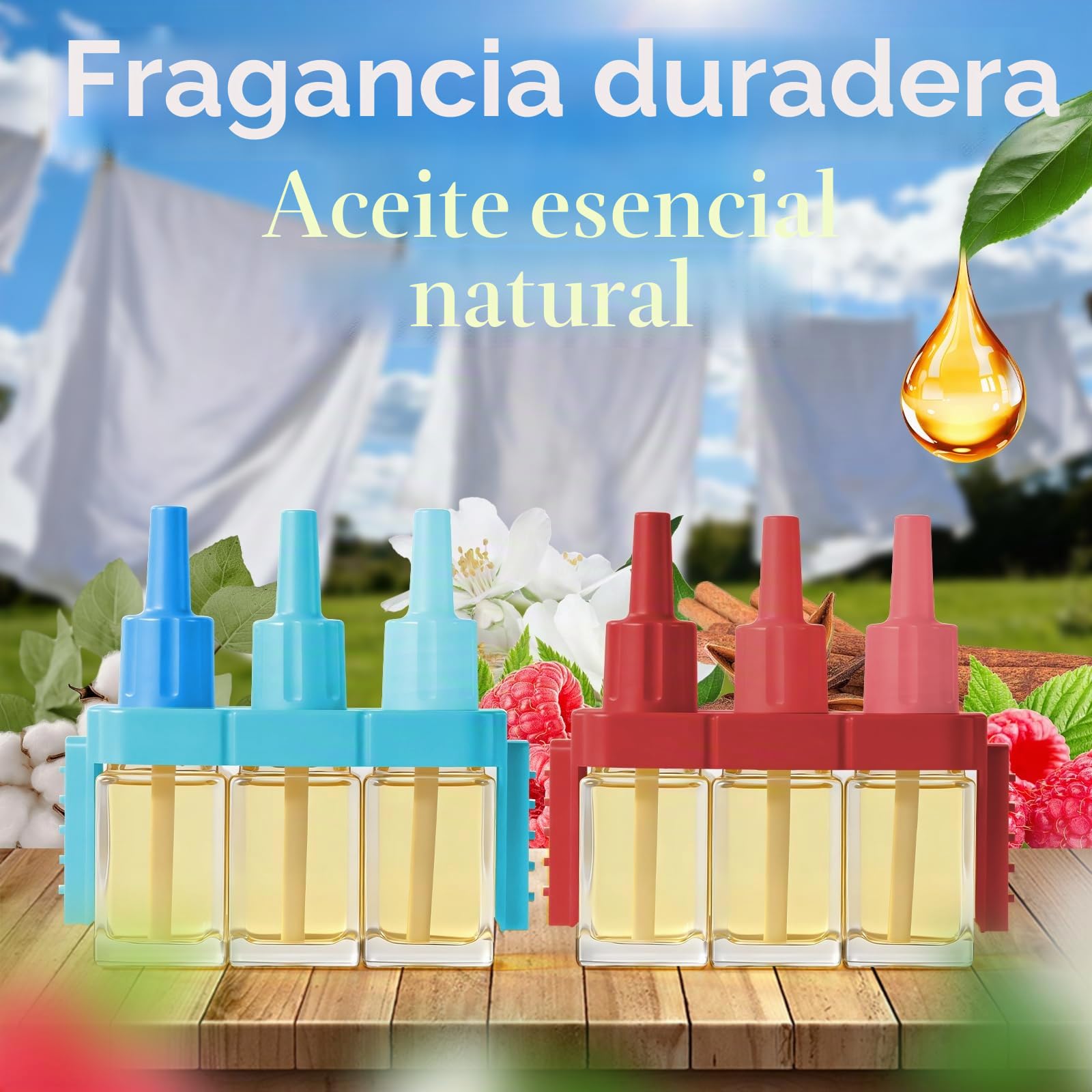 Ambientador Casa Recarga, 8 recambios Aroma Primavera 160 ml, 3 Fragancias Que Se Alternan, para Aire Ambipur 3VOLUTION - Lino, Algodón, Océano, Frambuesa, Jazmín, Frutos Rojos