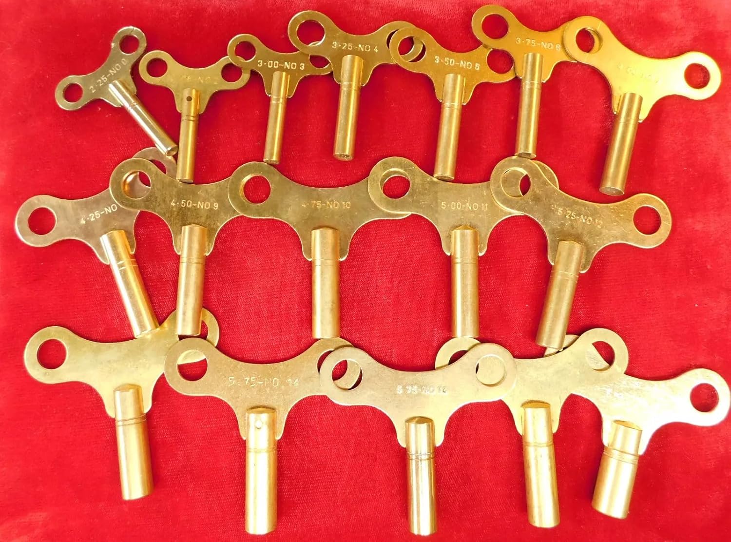 Clock Winding Key Assortment 17 Sizes Brass Single-End Winders (2.25mm-6.25mm) for Antique Clocks & Mechanical Timepieces