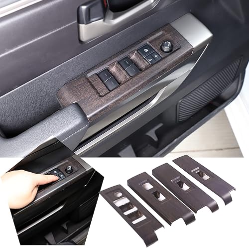 Miniatura 10 de HAPPYHORSE Accesorios para decoración interior automotriz de roble a rayas para TundraSequoia 2022 2023 Interruptor de botón de elevación de vidrio