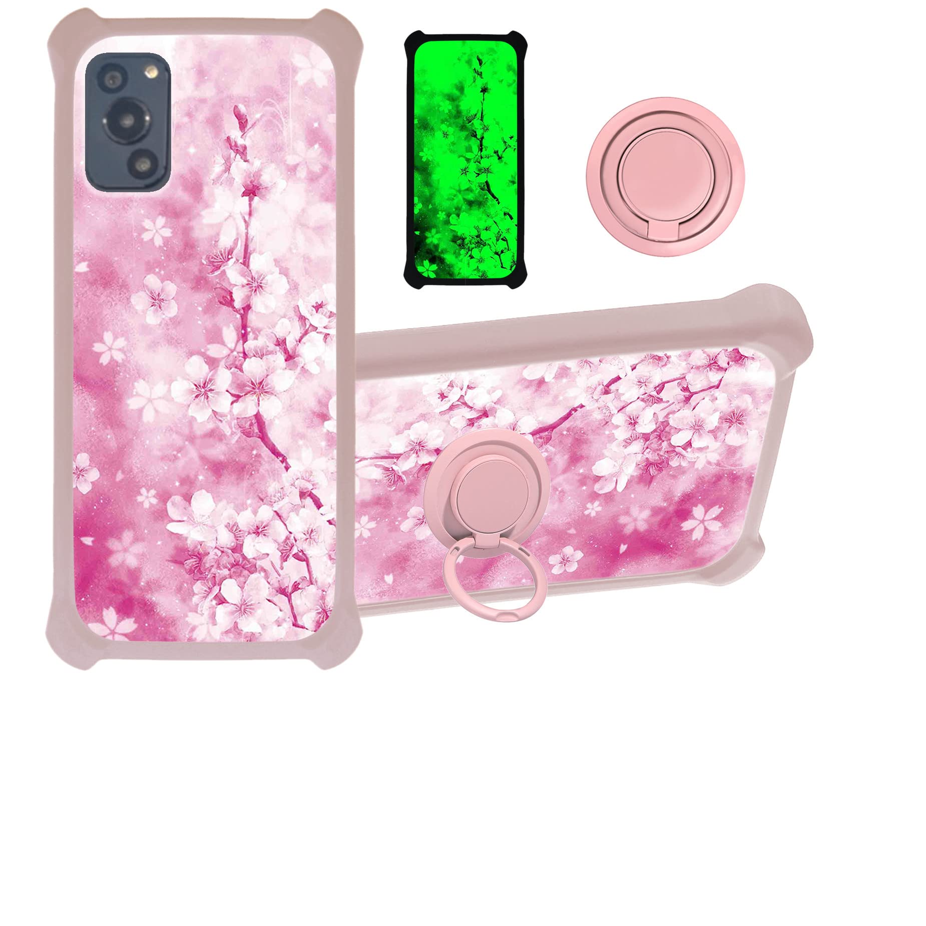jioeuinly Blu F92e 5g Case Compatible with Blu F92e 5g Phone Case Cover [with Tempered Glass Screen Protector][Hard PC + Soft Silicone][Ring Support] [Luminous Effect] YGF-MH