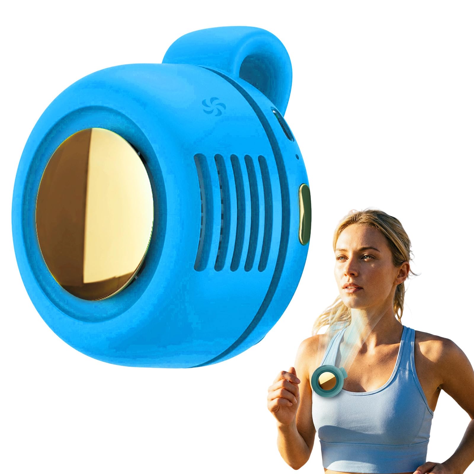 Silent Mini Bladeless Fan, 2026 New Clip On Fan for Clothes with 3 Fan Speeds, 360° Rotating Portable Silent Mini Bladeless Electric Fan, Rechargeable Clip-On Hands-Free Fans for Outdoor (Blue)