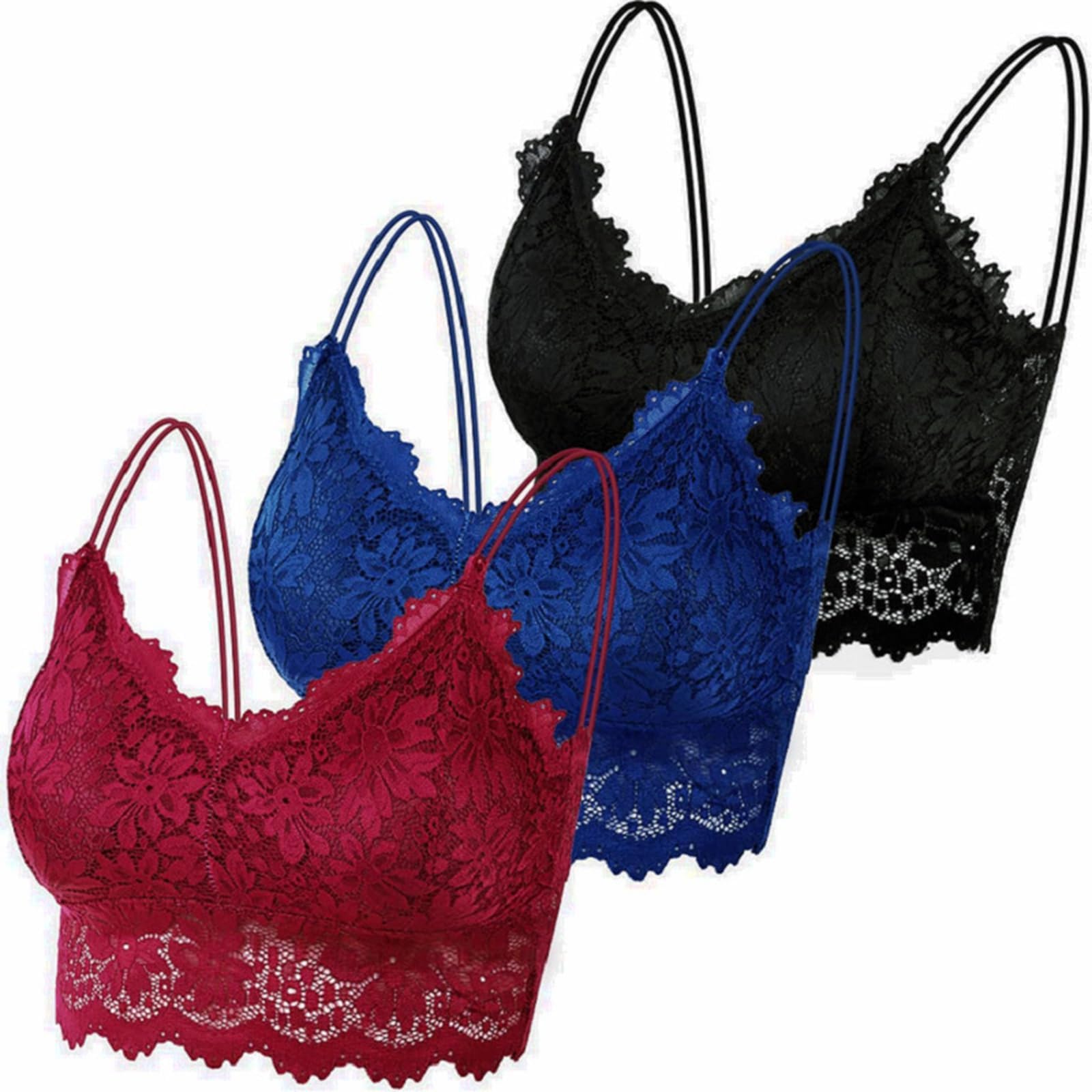 Women's Bra 1/3/6 Pack Without Underwire Push Up Crop Top Sexy Bustier Lace Bra Set Sports Bra for Everyday Yoga Fitness