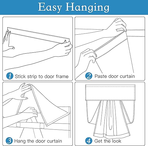 Miniatura 5 de RYB HOME Persiana de puerta francesa, rica textura de lino, para oscurecer la habitación, cortinas de ventana para puerta de vidrio, aislamiento