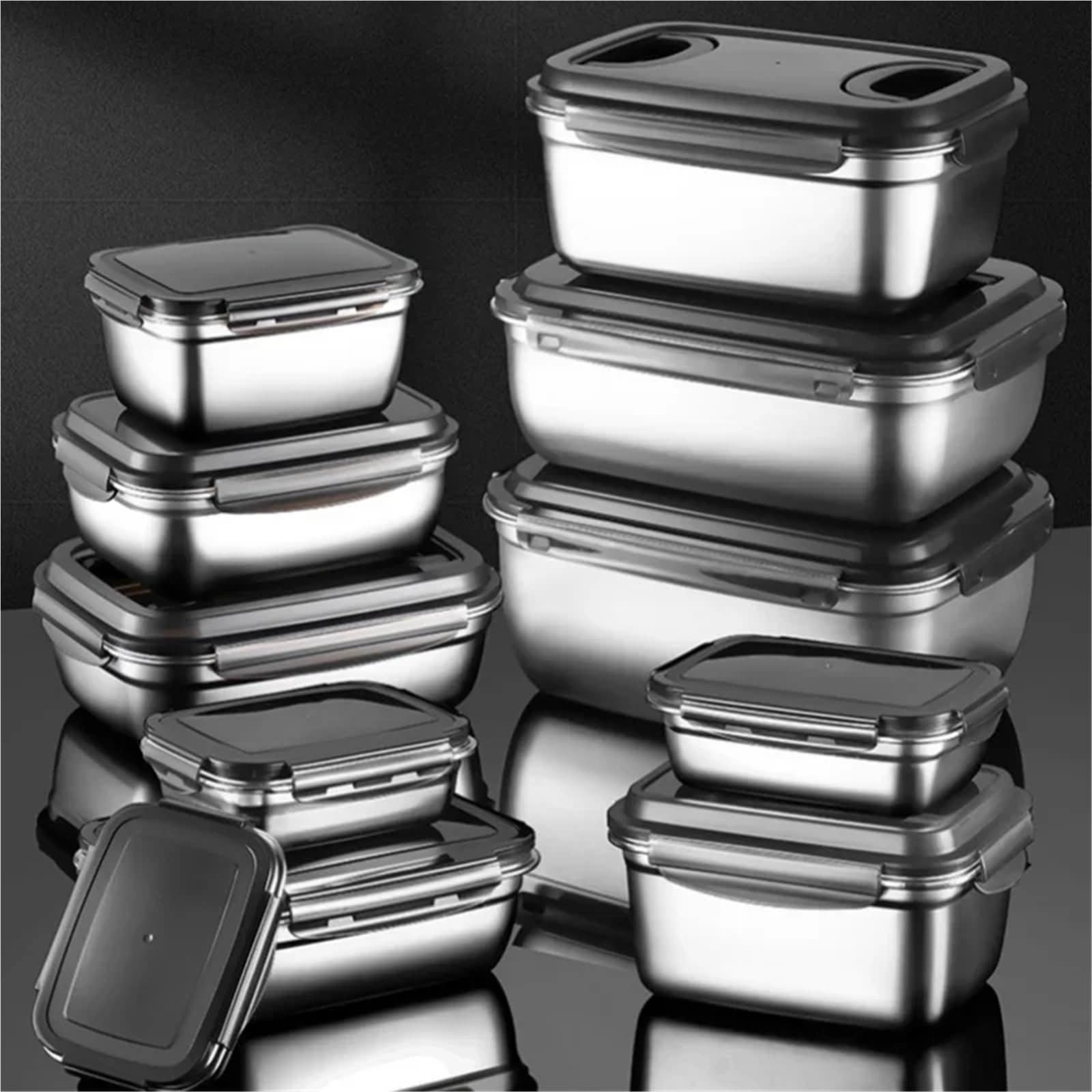 Contenitori per Alimenti Ermetici in Acciaio Inox Contenitore for alimenti ermetico in acciaio inox 304, contenitore for con coperchio, for pranzo, bento, picnic e campeggio(1800mL)