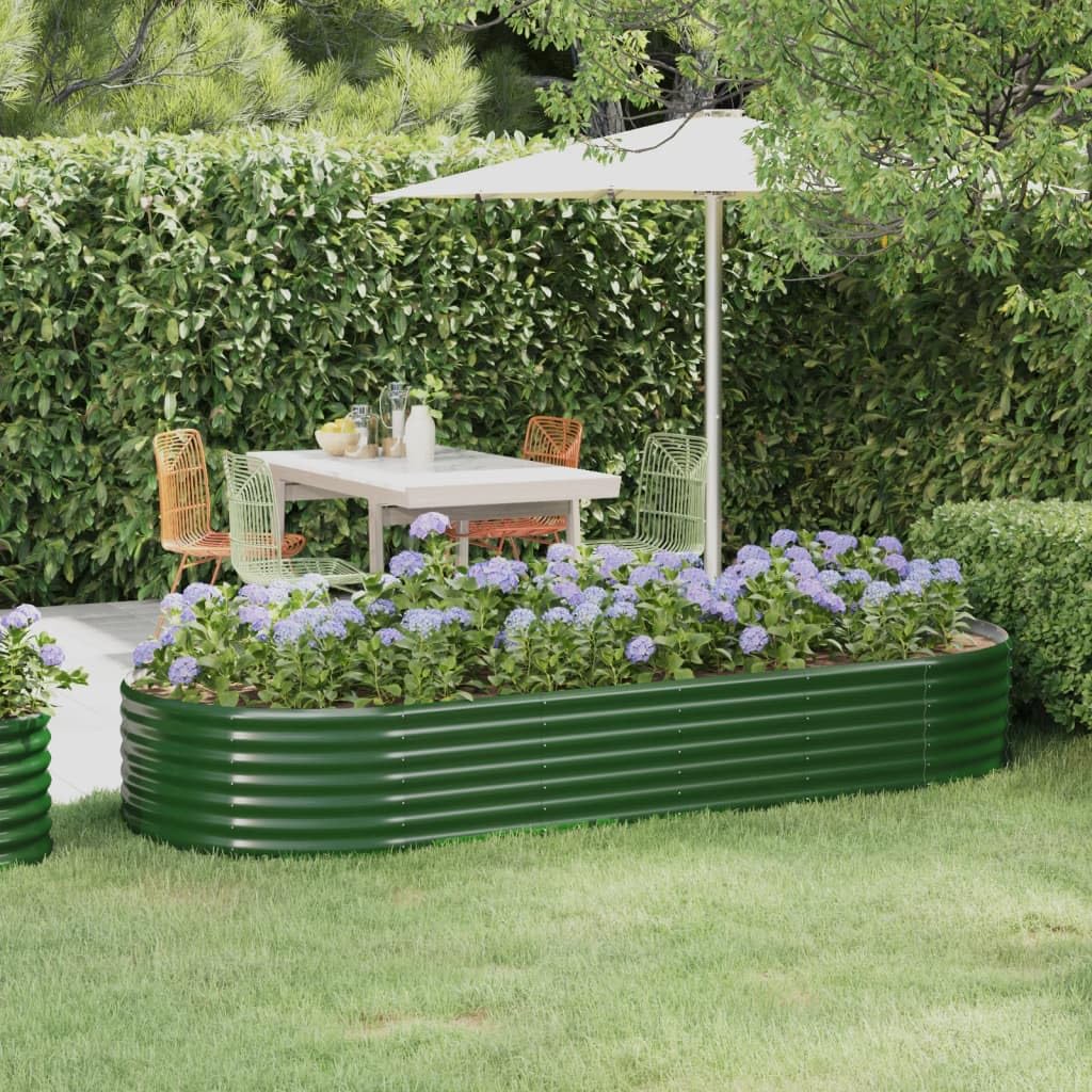 IKAYAA Raised Beds for Garden Metal Raised Bed Galvanised Steel Outdoor Planters Garden Planter for Herb Growing Fruits Flower -green-249 x 100 x 36 cm