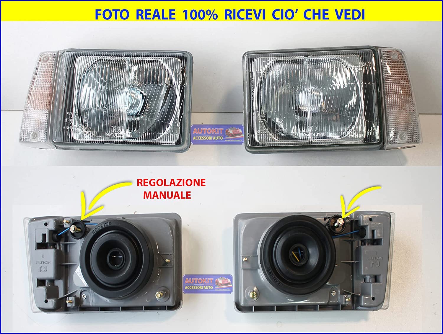Generico Fari anteriori per Panda 141 750 dal 1986 al 2003 Fanali Coppia destro - sinistro Luci faro fanale luce anteriore REGOLAZIONE MANUALE 31710/1-31720/1