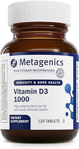 Metagenics D3 1000 - Suplemento de vitamina D 1000 UI 25 mcg - Apoyo para la salud ósea cardiovascular e inmunológica  120 unidades