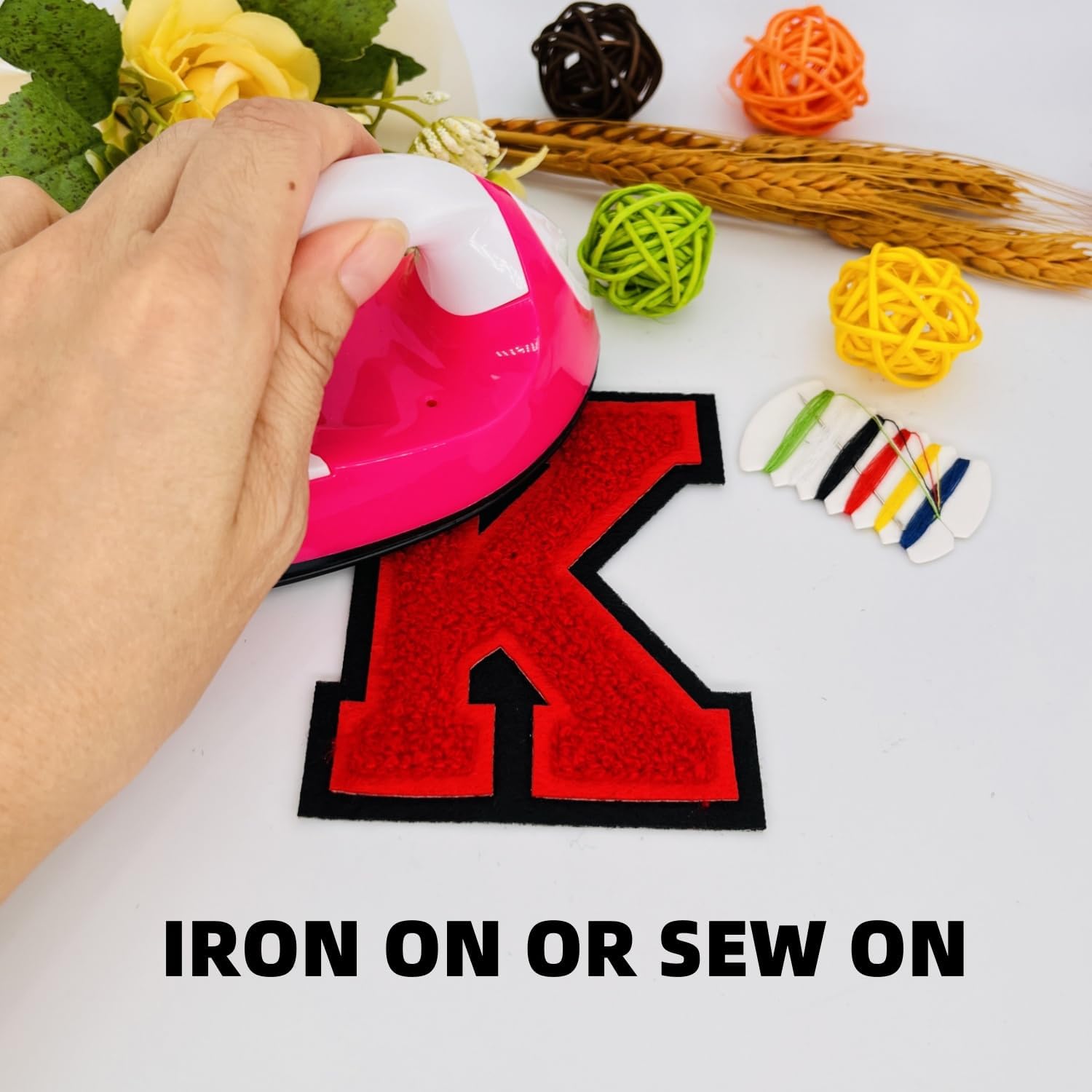 1 PCS 4.0" Red Chenille Letter Patch with Black Edge, Iron on Patches for Hats, Clothes, Bags, Backpacks, Jeans, Jackets - Initial Patch, Large Varsity Letter K - Image 5