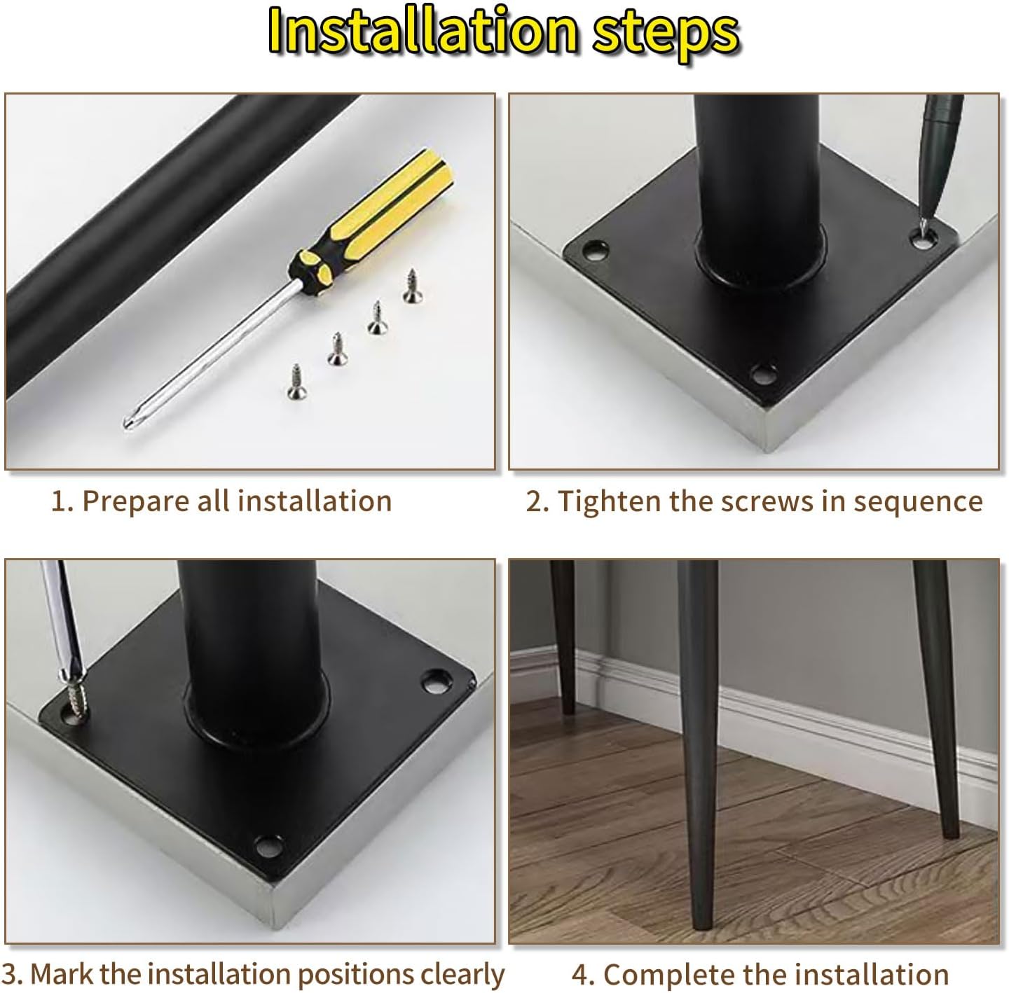 28 Inch Adjustable Metal Table Legs, Heavy Duty Office Desk Legs, Set of 4, Industrial Furniture Legs for Dining Table, Workbench, Counter Height
