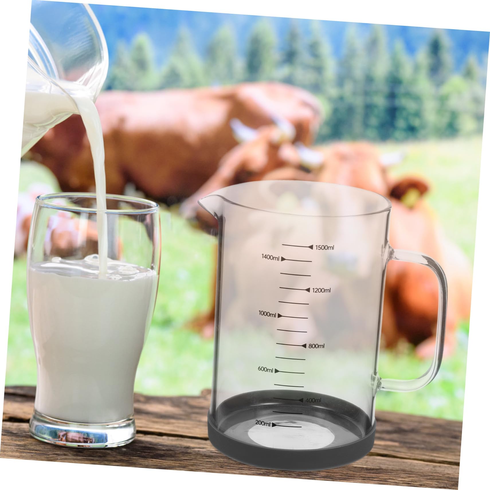 Misurino in Vetro Borosilicato da 1500 Ml Scala Graduata, Trasparente per Liquidi, per Misurare Bevande Calde come Tè e Caffè, Adatto a Uso Domestico e Cucina
