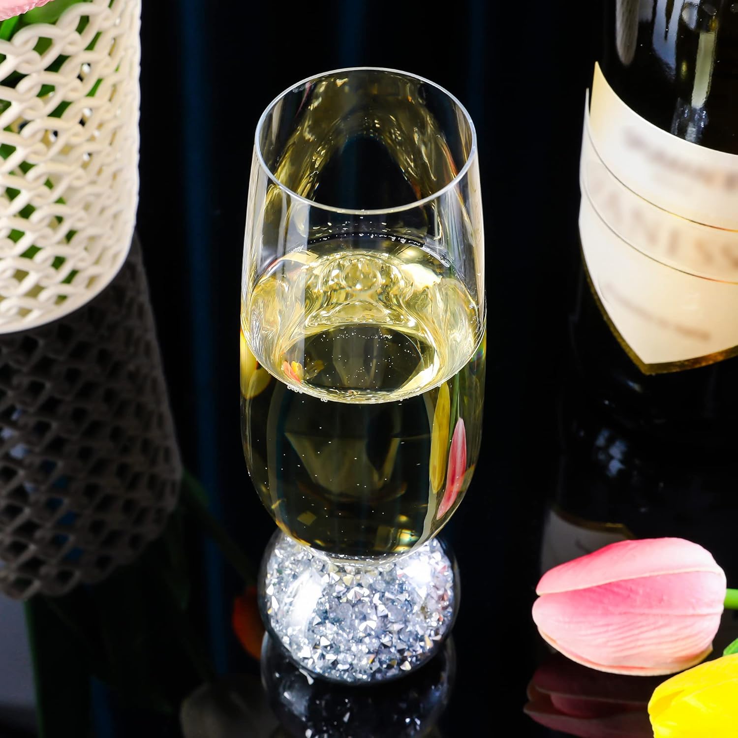 Hanjue Champagne Glasses Set of 4, Champagne Flutes, 7 Oz Lead-free Crystal glass, Clear Glasses Set, Bar Glassware, Ideal for Parties, Wedding, Birthday, Christmas, Long-lasting reusable glasses - Image 7