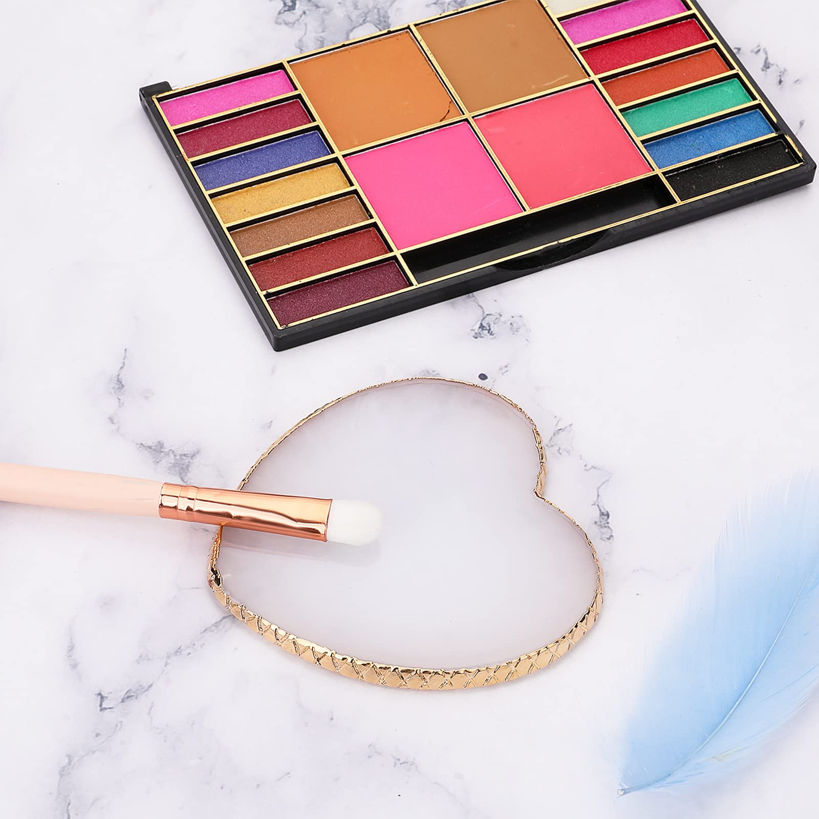 Paleta de arte de uñas de resina con borde dorado, soporte de uñas en forma de corazón, base de maquillaje, herramientas de mezcla, tablero de exhibición, gel de uñas, paleta de mezcla de 5