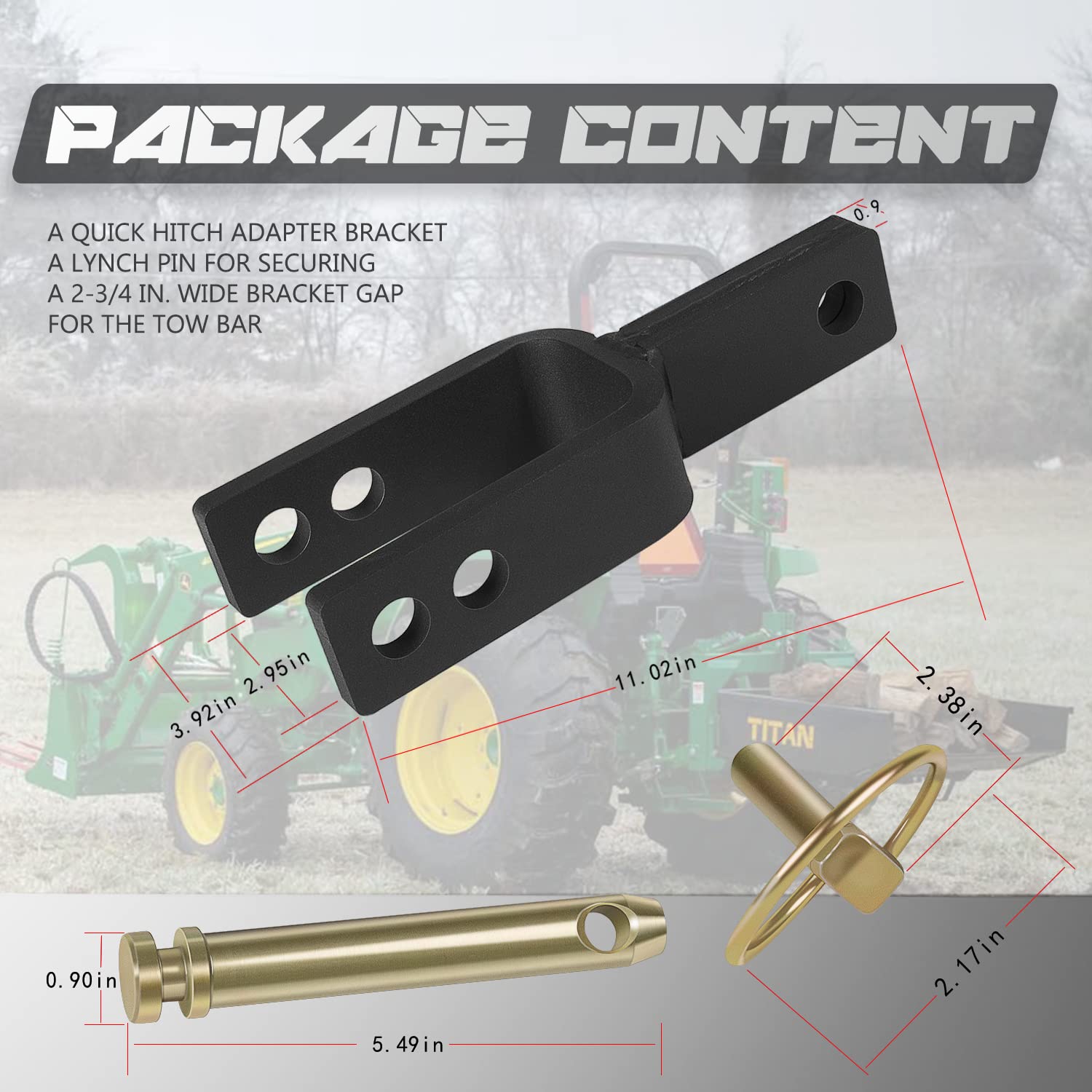 Camoo Adaptateur d'attelage Rapide Polyvalent utilisé pour régler Les mouvements du Support de maillon supérieur adapté à la catégorie 1, attelage Rapide à 3 Points