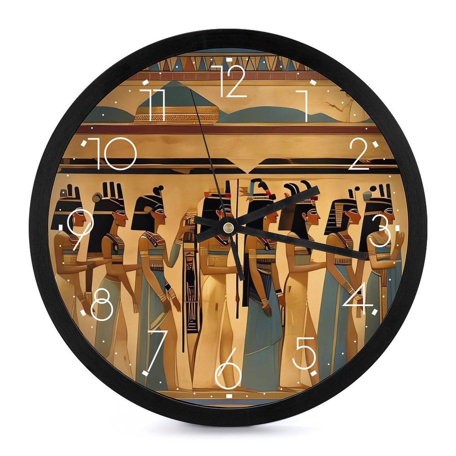 Horloge murale Égypte ancienne ronde et silencieuse pour salon