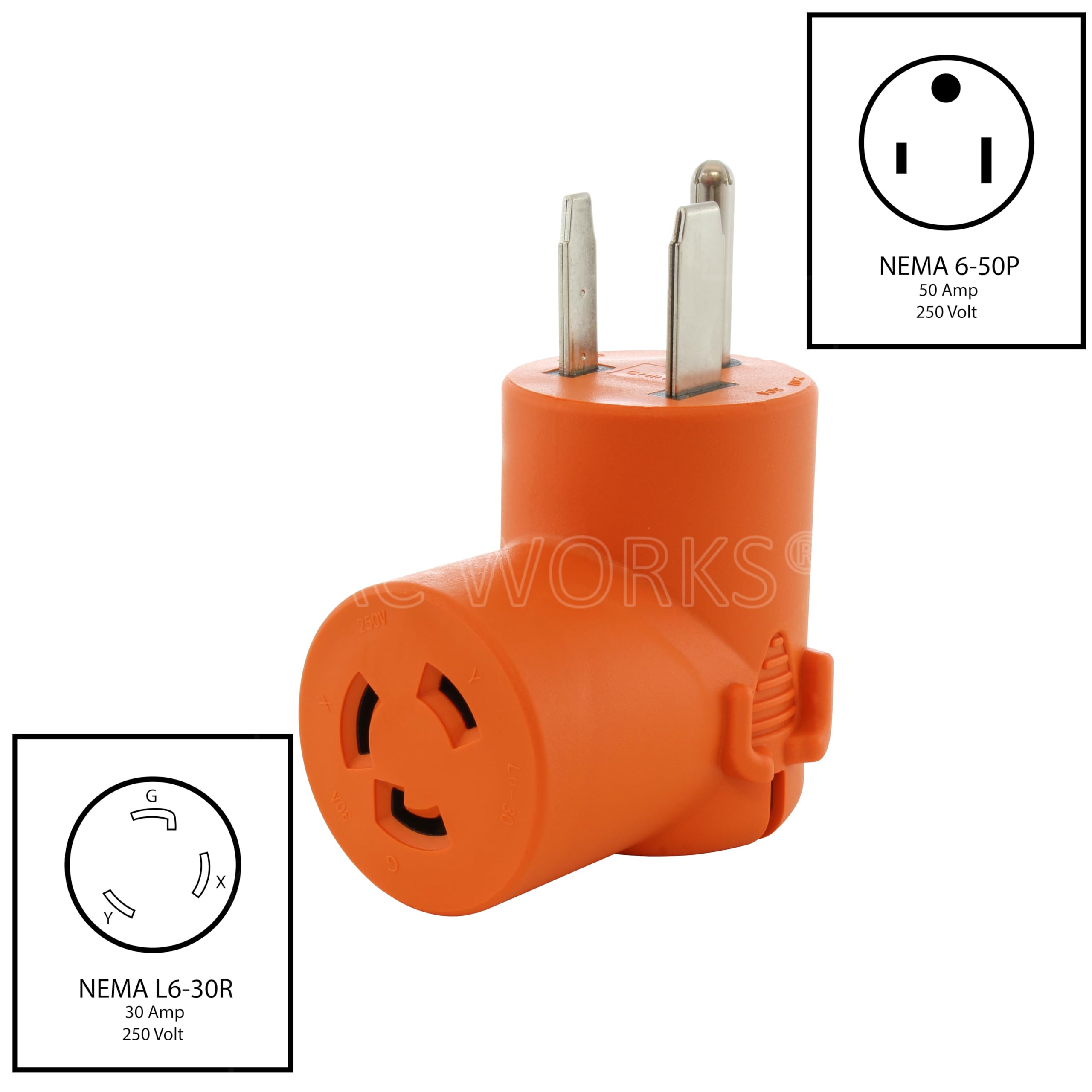 AC WORKS™ [AD650L630] Welder 6-50P Plug to L6-30R 3-Prong 30 Amp