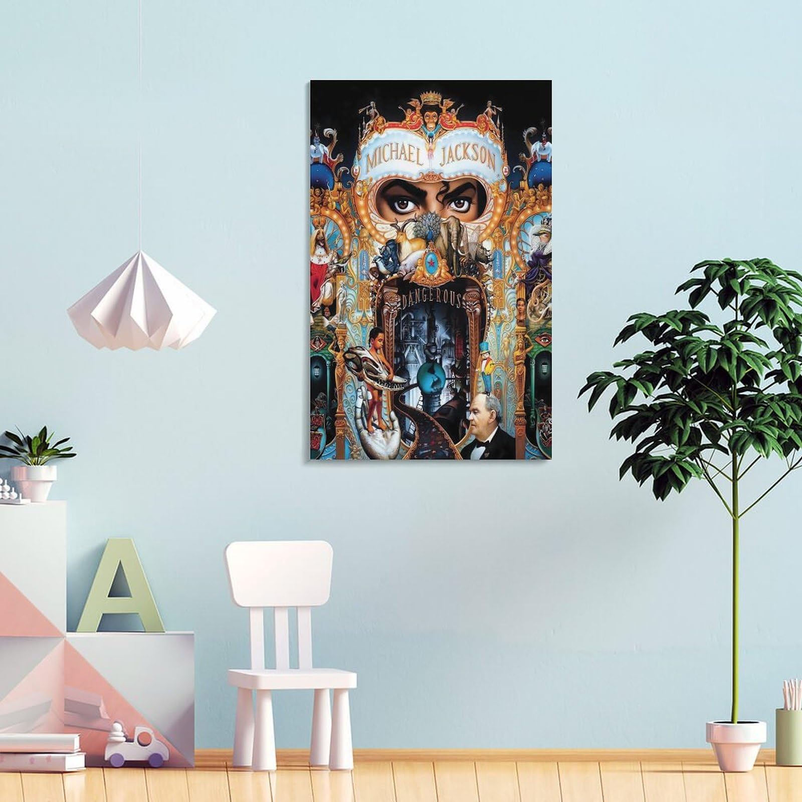 Couverture de l'album Michael Jackson Dangerous - Poster sur toile - Décoration de chambre à coucher - Paysage sportif - Décoration de bureau - Cadre cadeau - 40 x 60 cm