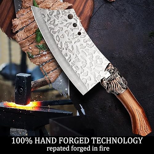 Miniatura 2 de Juego de cuchillos de chef de cocina forjada, acero inoxidable, carne, pescado, fruta, verduras, cuchillo para rebanar, cuchillos de carnicero, 6