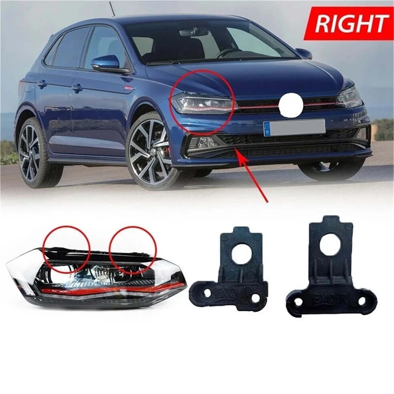 Auto Koplampsteunen Pasuje do VW POLO 2016-NOWSZE Uchwyt reflektora Pazur Części naprawcze reflektorów samochodowych 2G0998225 2G0998226 Lewy i prawy