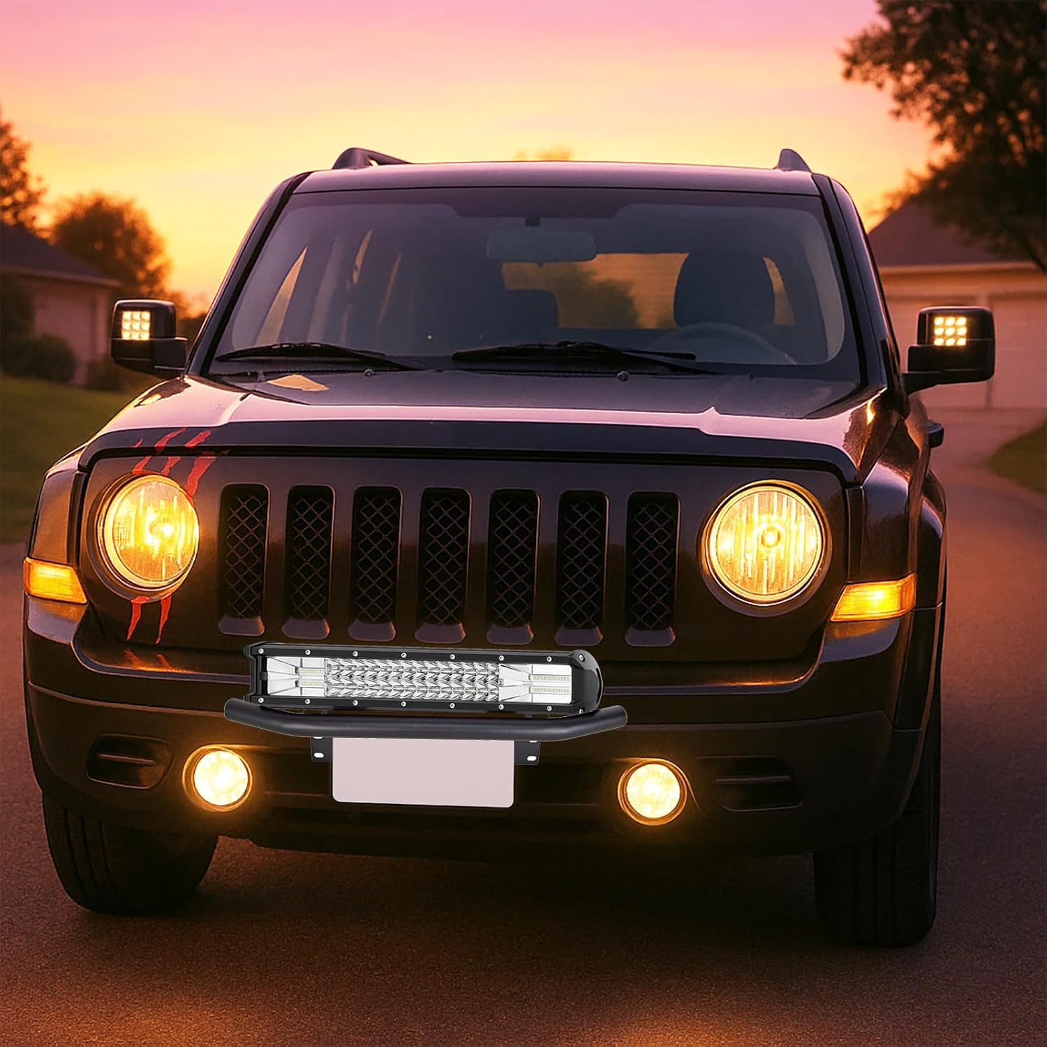 Willpower Triple Row 20Inch 288W Spot Flood Combo Led Off Road Light Bar with Front License Plate Mounting Bracke for Most Trucks Pickups SUV 4x4 Cars 2 Years Warranty