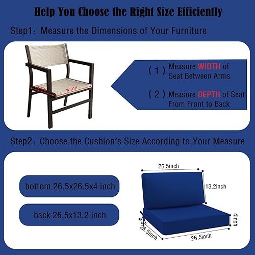 Miniatura 4 de idee-home Cojines de exterior para muebles de patio, cojín de asiento para exteriores, impermeable, Hampton Bay, asiento profundo, cojines de