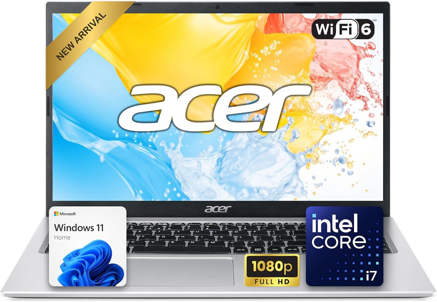acer Aspire 3 15.6" FHD Laptop | Intel Core i7 Processor, Up to 4.7GHz | 12GB DDR4 RAM | Up to 756GB Storage (256GBPCIe SSD + + 500GB External Drive) | Win 11 | Full-size Keyboard | Ethernet & Wi-Fi 6