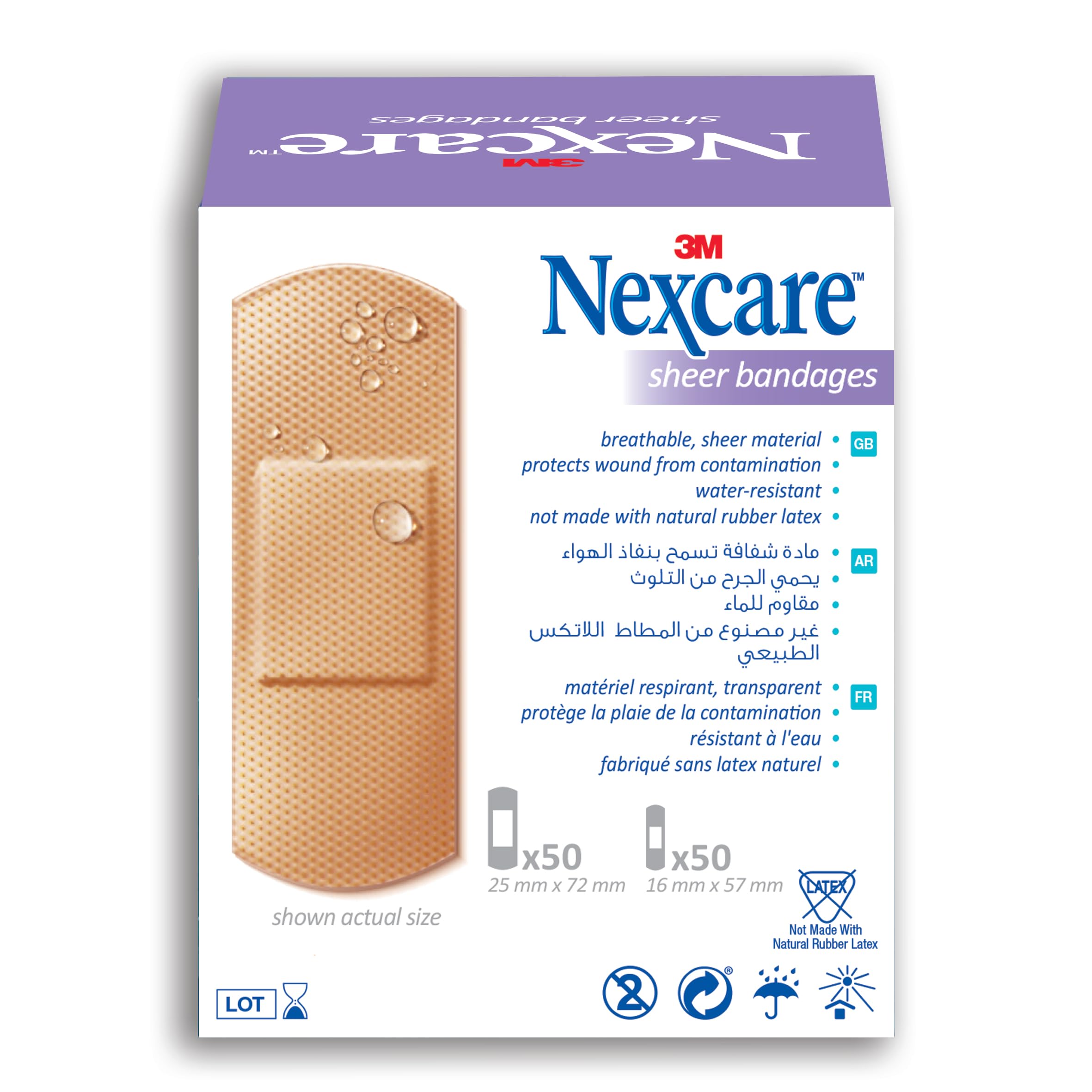 Nexcare Sheer Bandages Assorted Sizes 100 Pieces - Multi-Size Skin-Tone Adhesive Plasters for Every Cut, Breathable Discreet Wound Cover, Ultimate Family Home & Clinic First-Aid Stock-Up