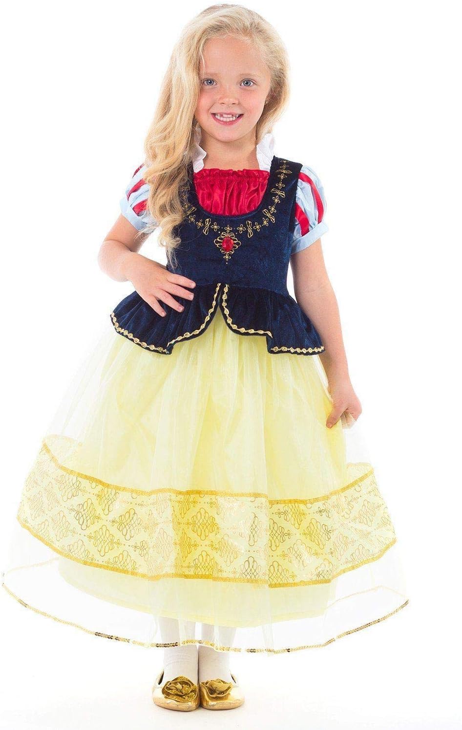 Little Adventures Deluxe Snow White Princess Dress Up Costume (Large Age 5-7) - Machine Washable Child Pretend Play and Party Dress with No Glitter