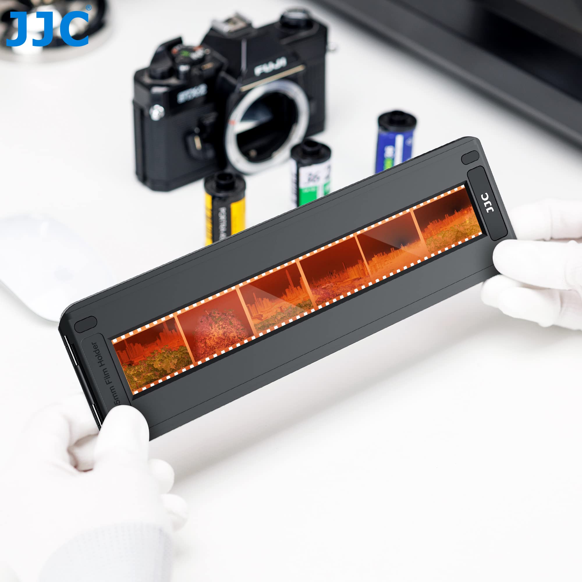 JJC Support Film Négatif 35mm, Support Magnétique Coulissant pour Scanner Films de 24 x 36mm sur Scanner Plat Standard avec Rétroéclairage Zone de Numérisation de l'unité Transparente 228,5 x 27,9mm