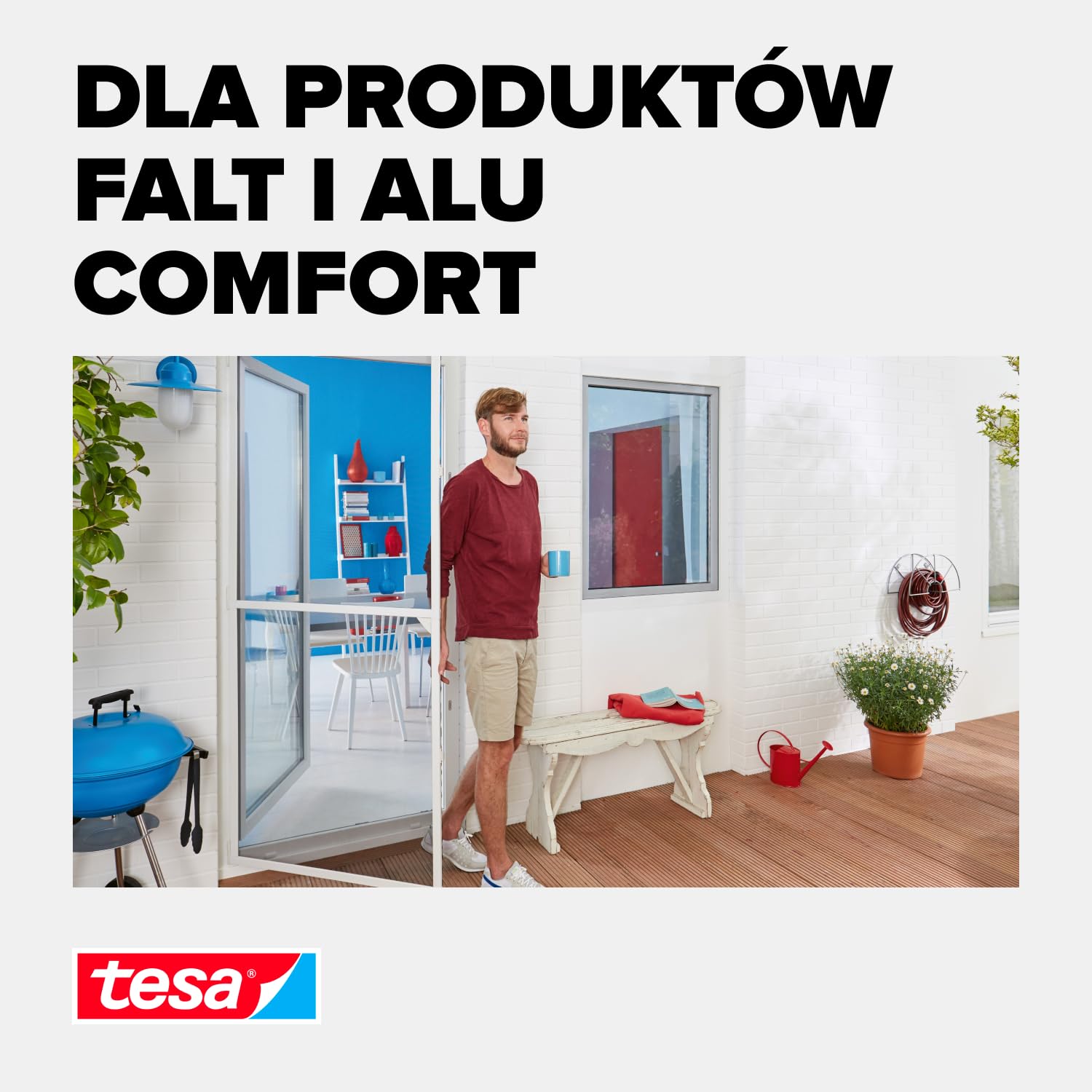 tesa INSECT STOP Refill Roll Fiberglass - rolka wymienna z siatką z włókna szklanego do moskitiery - 120 x 250 cm, biały (lekka prywatność)