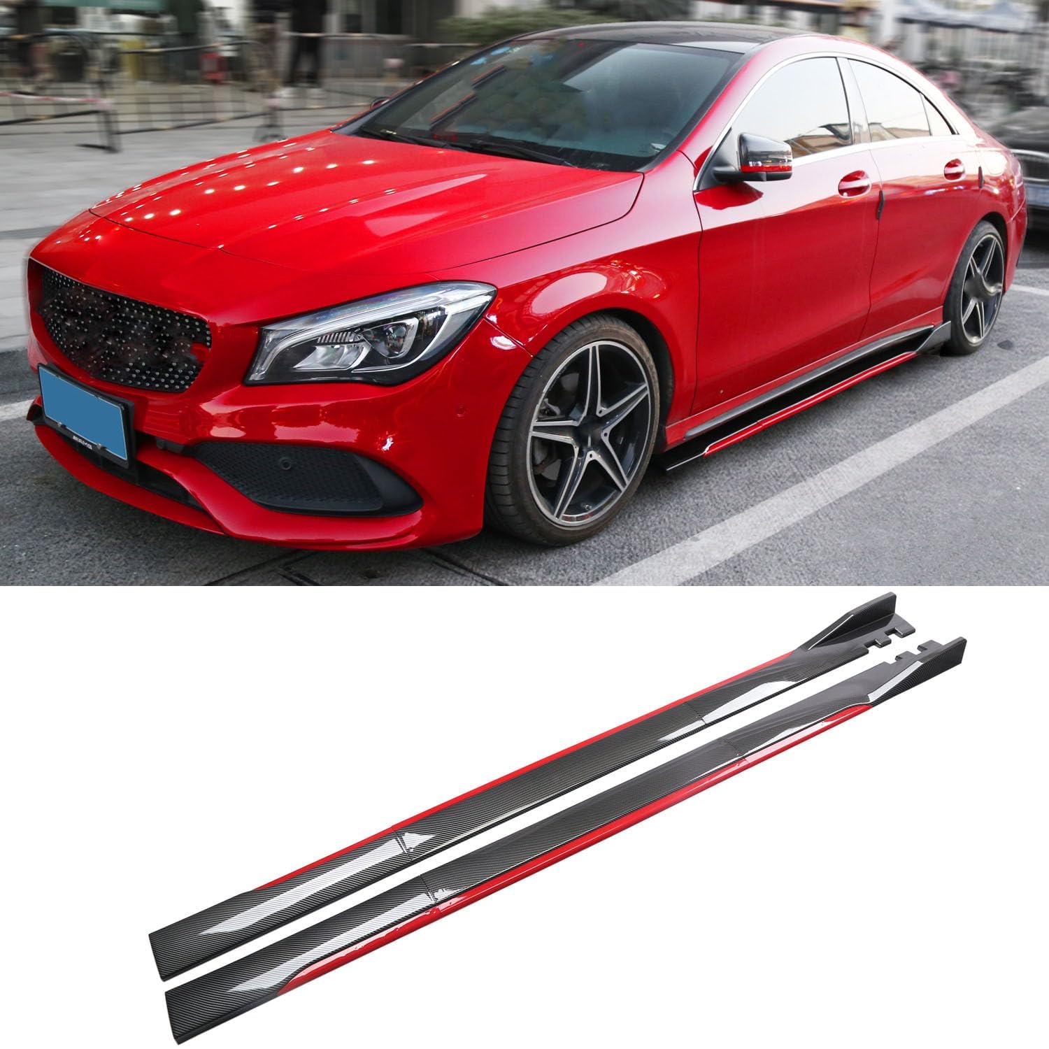Minigonne Laterali Auto per BMW 1 Series F20 4 Door 2012-2019, Estensione Laterale Diffusore Separatore Laterale Kit Alettoni AntiGraffio Pedane,A-Carbon Fiber Look Black
