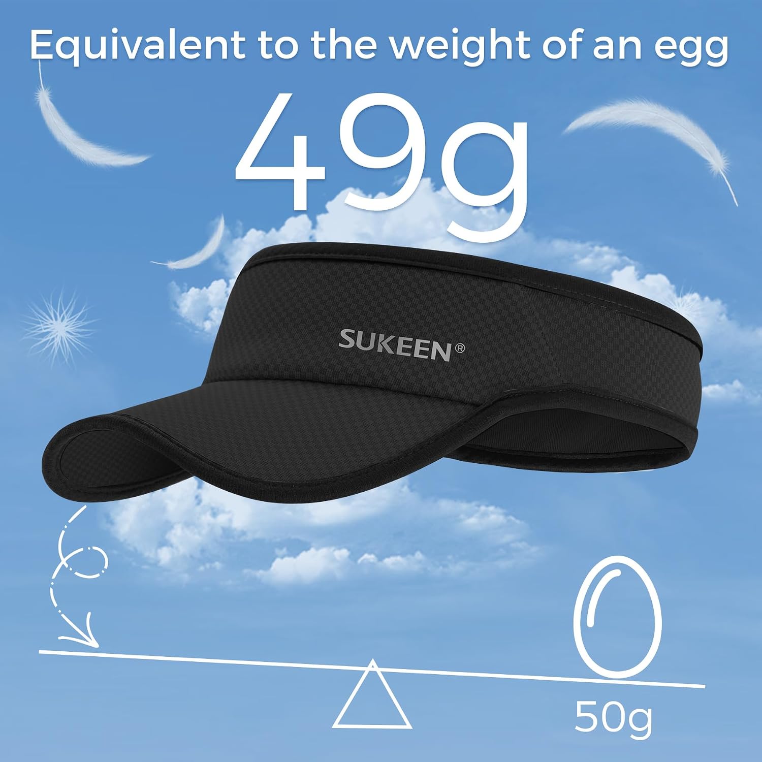 Sukeen Sports Sun Visor for Men Women, Lightweight Packable Cooling Visor Hat, Stretchy Empty Top Cap