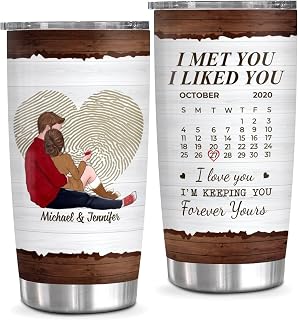 Gifts For Couple, Custom Calendar Date Tumbler Personalized Name And Year, I Met You I Liked You Saying, Calendar Layout, Couple Theme Drinkware, Personalized Tumbler, Gifts For Him Her