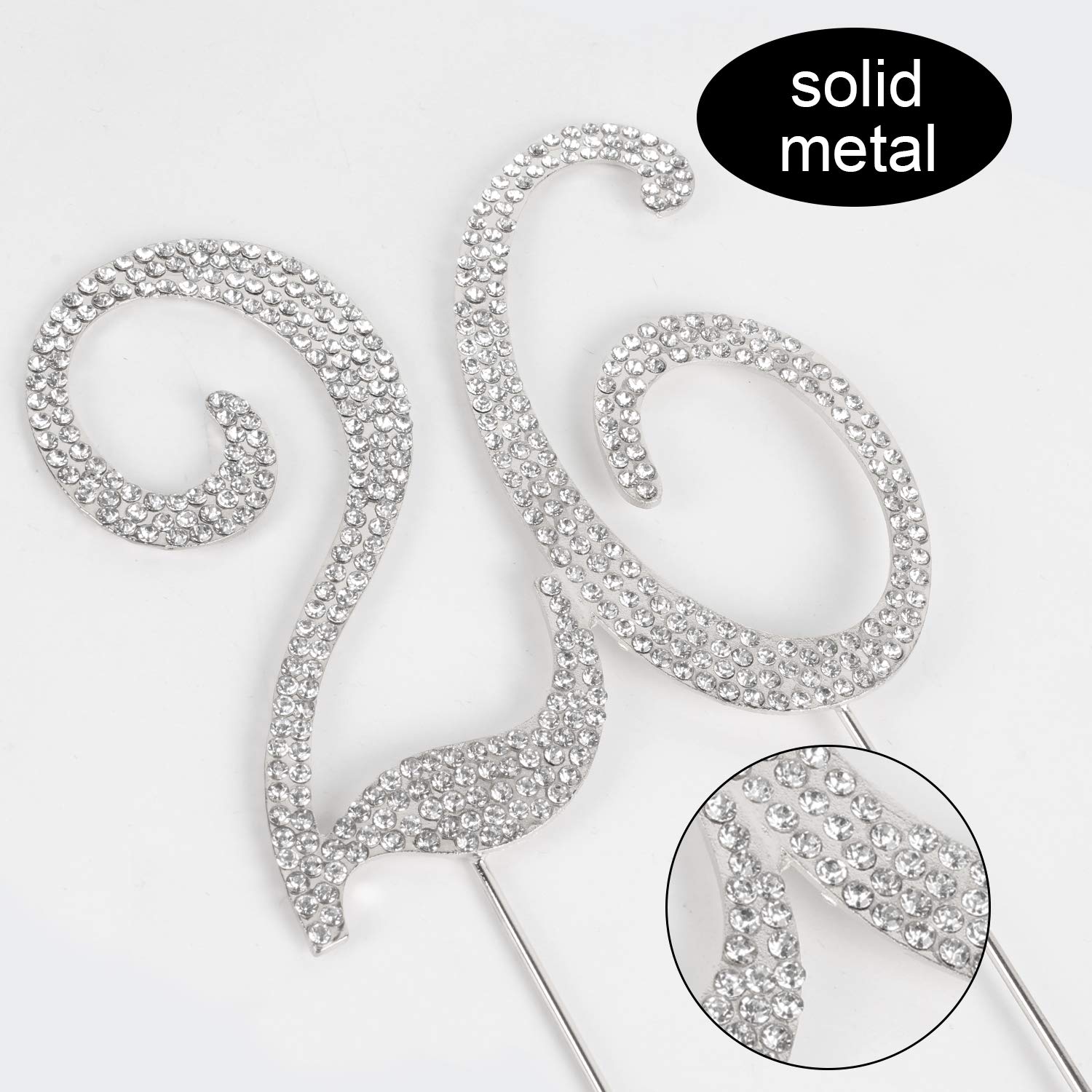 LINGPAR 26 Years Birthday Cake Topper - New Best Crystal Rhinestone 26th Wedding Anniversary Or 26 Years Old Cake Topper Party Decoration Silver